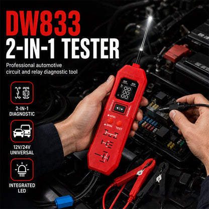 📟 -50% ! ⚡ Testeur 2-en-1 Circuit Automobile et Relais – DW833 – Affichage Numérique & Projecteur LED pour Diagnostic 12V/24V 🚜