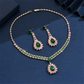 💎 -50% ! ✨ Parure de Bijoux en Zircon – Collier + Boucles d’Oreilles Pendantes – Cuivre & Zircone Cubique – Rose et Vert pour Mariages et Soirées 👗