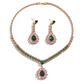 💎 -50% ! ✨ Parure de Bijoux en Zircon – Collier + Boucles d’Oreilles Pendantes – Cuivre & Zircone Cubique – Rose et Vert pour Mariages et Soirées 👗
