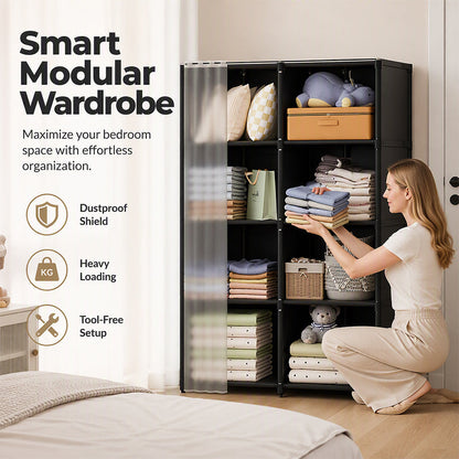 🏠 PROMO FLASH : 50% DE RÉDUCTION ! 🧥 Armoire Anti-Poussière Multi-Niveaux Gain de Place – Tubes Acier Haute Résistance & Rideau Haute Densité – Organisation par Zones – Idéale Chambres, Studios & Appartements 📦