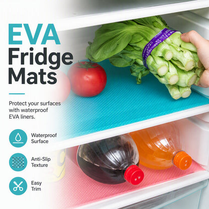 🧊 -50% ! 🛡️ Tapis Imperméables pour Étagères de Réfrigérateur – EVA – 45×29 cm – Antidérapants – Contact Alimentaire – Blanc/Rose/Bleu/Vert – Découpables sur Mesure 🧽