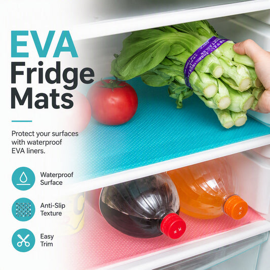 🧊 -50% ! 🛡️ Tapis Imperméables pour Étagères de Réfrigérateur – EVA – 45×29 cm – Antidérapants – Contact Alimentaire – Blanc/Rose/Bleu/Vert – Découpables sur Mesure 🧽