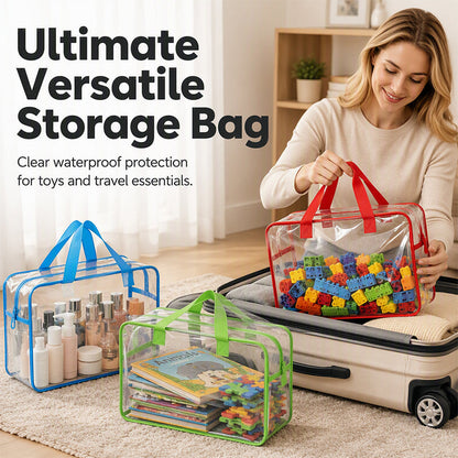 🧸 -50% ! 🚗 Sac de Rangement Transparent en PVC – 20 Fils – 30×22×10 cm – Visible, Imperméable & Durable pour Jouets, Livres et Voyage 🎒