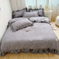 🛏️ -50% ! 🌸 Parure de Lit 4 Pièces Unie avec Bordures Volantées – Microfibre Premium – 9 Coloris – Tailles S/SD/D – Housse + Draps + Taies d’Oreiller 🎀