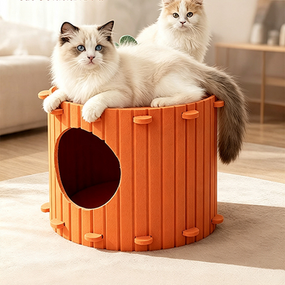 🥕 -50% ! 🐱 Nichouette Confortable pour Chat en Forme de Carotte – Feutre Premium – 40×40×30/40 cm – Repos, Griffage & Cachette 3-en-1 🧶