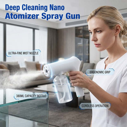 💨 -50% ! 🔫 Pistolet de Pulvérisation Sans Fil Nano Atomizer – ABS – 380 ml – Batterie 1800 mAh – Brouillard Ultra-Fin Rechargeable – Désinfection, Parfum & Hydratation 🧴