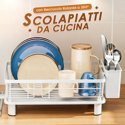 🍽️ -50% ! 🚰 Égouttoir à Vaisselle avec Bec Verseur Pivotant 360° – Fer Renforcé – 50 kg – 38×28×18 cm – Noir/Blanc/Gris/Rose 🧺
