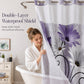 🚿 -50% ! 🌸 Rideau de Douche Double Couche à Œillets Imprimé Élégant – Polyester – 183×190,5 cm – Motif Floral Anti-Éclaboussures pour Salle de Bain 🛁