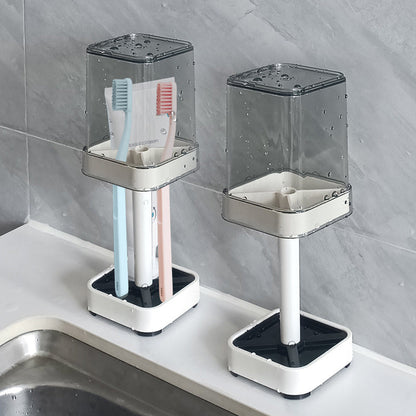 📢 Achetez 1, obtenez 1 gratuit ! 🪥 Organiseur Brosse à Dents Anti-Poussière – Plastique Transparent – 7,2×7,2×21,5 cm – Gobelet Couvert + Base d’Égouttage pour Salle de Bain 🚿