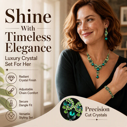 💎 -50% ! ✨ Parure Collier et Boucles d’Oreilles Strass Scintillants – Alliage + Cristal – Pendentif Goutte d’Eau – 7 Coloris – Pour Mariages et Soirées 👗