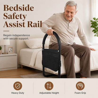 🛏️ -50% ! 🦯 Barre d’Appui de Lit Sécurisée – Acier Haute Teneur en Carbone – Hauteur Réglable 44–52 cm – Poignée Mousse Ergonomique – Pour Seniors et Mobilité Réduite 🧓