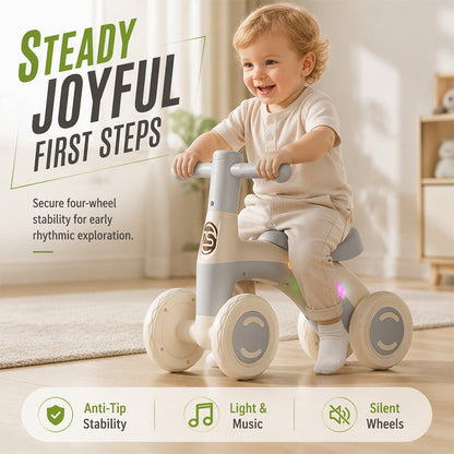 😊 -50% ! 🚲 Draisienne pour Bébés et Tout-Petits – PP – 50×23×39 cm – 4 Roues Stabilisatrices – LED & Musique – Vert/Marron/Gris/Rose – 14–54 Mois 🎵