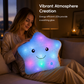 ⭐ -50% ! 💡 Coussin Peluche Étoile Souriante Lumineuse – Coton PP – 35 cm – LED Multicolore – Bleu/Rose/Blanc/Violet/Rouge Rosé – Veilleuse et Décoration Cosy 🌙
