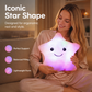 ⭐ -50% ! 💡 Coussin Peluche Étoile Souriante Lumineuse – Coton PP – 35 cm – LED Multicolore – Bleu/Rose/Blanc/Violet/Rouge Rosé – Veilleuse et Décoration Cosy 🌙