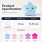 ⭐ -50% ! 💡 Coussin Peluche Étoile Souriante Lumineuse – Coton PP – 35 cm – LED Multicolore – Bleu/Rose/Blanc/Violet/Rouge Rosé – Veilleuse et Décoration Cosy 🌙