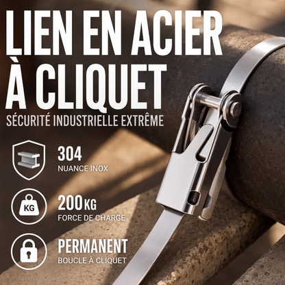 🔧 -50% ! 🛠️ Collier de Serrage en Acier Inoxydable 304 – Boucle à Verrouillage à Bascule – 10×300 mm / 10×500 mm – Pour Charges Industrielles Lourdes 🏗️