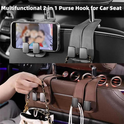 🚗 -50% ! 🪝 Crochet d’Appuie-Tête de Siège Auto en Cuir Synthétique – Métal – 6 Coloris – Installation Sans Outil – Range Sacs, Manteaux et Téléphone 🧥