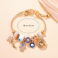 ☀️ -50% ! 🌙 Bracelet à Breloques Célestes Soleil et Lune – Alliage Doré – 18–22 cm Ajustable – Strass et Émail – Cadeau Astral ✨