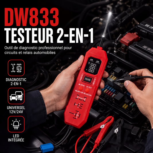 🔧 PROMO FLASH : 50% DE RÉDUCTION ! Testeur Électrique Automobile 2-en-1 – Circuits & Relais 12V/24V, Écran Numérique, Compatible 3,5V-36V for un Diagnostic Précis et Rapide ✨