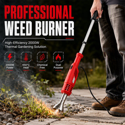 🔥 -50% ! 🌿 Brûleur de Mauvaises Herbes Électrique 2000 W – Métal + ABS – 60–650°C – Désherbage Sans Produits Chimiques – Allumage Barbecue – Rouge 🏡