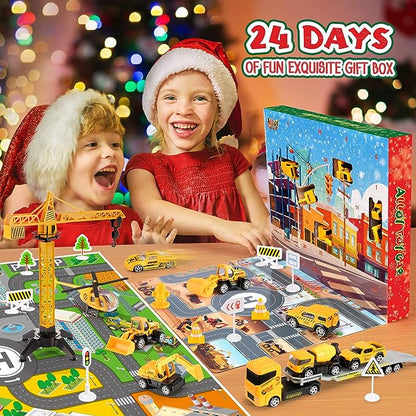 🎄 PROMO LIMITÉE : 50% DE RÉDUCTION ! 👷 Calendrier de l'Avent Garçon – Alliage – 24 Surprises Véhicules Chantier for Jeu Éducatif & Collecte 🔧