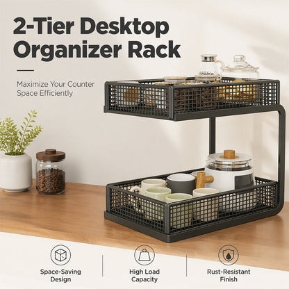 🏠 PROMO FLASH : 50% DE RÉDUCTION ! 📦 Étagère de Rangement 2 Niveaux – Acier Carbone – Accès Ouvert en Forme de C for Bureau & Cuisine ☕