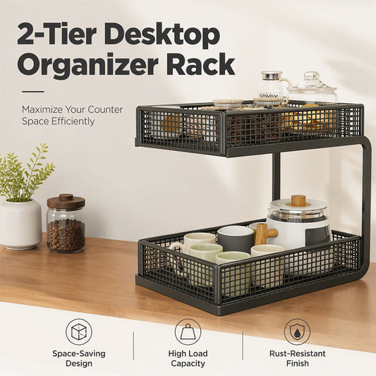 🏠 PROMO FLASH : 50% DE RÉDUCTION ! 📦 Étagère de Rangement 2 Niveaux – Acier Carbone – Accès Ouvert en Forme de C for Bureau & Cuisine ☕