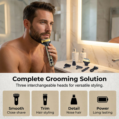 📢 PROMO FLASH : 50% DE RÉDUCTION ! ⏰ Kit Tondeuse & Rasoir Homme – Métal Gaufré Vintage – 3-en-1 & Rechargeable USB-C for Toilettage Quotidien ✂️