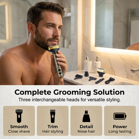 📢 PROMO FLASH : 50% DE RÉDUCTION ! ⏰ Kit Tondeuse & Rasoir Homme – Métal Gaufré Vintage – 3-en-1 & Rechargeable USB-C for Toilettage Quotidien ✂️