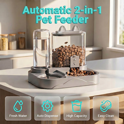 🐾 PROMO FLASH : 50% DE RÉDUCTION ! Distributeur 2-en-1 Nourriture & Eau pour Animaux – Grande Capacité & Système à Gravité – Matériaux Transparents Sûrs for Chiens & Chats 🐶🐱