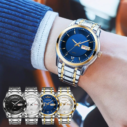 ⌚ PROMO FLASH : 50% DE RÉDUCTION ! Montre Quartz Étanche Ultra-Fine – Double Calendrier Jour/Date – Acier Inoxydable & Verre Trempé for Homme Élégant ✨