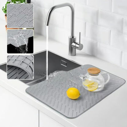 🔥 PROMO FLASH : 50% DE RÉDUCTION ! 🍽️ Tapis de Séchage en Silicone – Rainures & Rebord d’Écoulement – Silicone Alimentaire – 58×43 / 40×31 cm for Plan de Travail Toujours Sec 💧