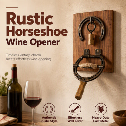 🥂🛒 PROMO FLASH : -50% DE RÉDUCTION ! 🪠 Déboucheur à Vin Fer à Cheval Vintage Mural – Levier Précision 31 cm & Fonte Rustique for Bars Authentiques ✨