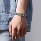 💿 PROMO FLASH : 50% DE RÉDUCTION ! 🕉️ Bracelet Mantra Rétro pour Homme – Six Syllabes Gravées & Finition Argent Vintage – Double Chaîne, 18–22 cm for Style Spirituel ✨