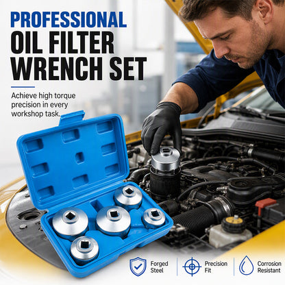 🔧 PROMO FLASH : 50% DE RÉDUCTION ! Clés à Filtre à Huile à Dégagement Rapide – Acier Carboné Forgé, 5 Pièces + Étui – Rouge/Bleu for Entretien Véhicule ✨