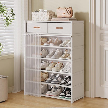 👟 PROMO FLASH : 50% DE RÉDUCTION ! Étagère à Chaussures Anti-Poussière Multi-Niveaux – Rideau Coulissant, Étagères Amovibles & Double Tiroirs for Entrée Organisée ✨