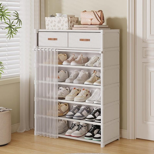 👟 PROMO FLASH : 50% DE RÉDUCTION ! Étagère à Chaussures Anti-Poussière Multi-Niveaux – Rideau Coulissant, Étagères Amovibles & Double Tiroirs for Entrée Organisée ✨