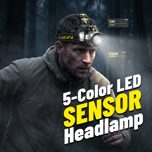🔦 PROMO FLASH : 50% DE RÉDUCTION ! Lampe Frontale LED 5 Couleurs Rechargeable – Capteur de Mouvement & Modes Pêche/UV for Mains Libres ✨