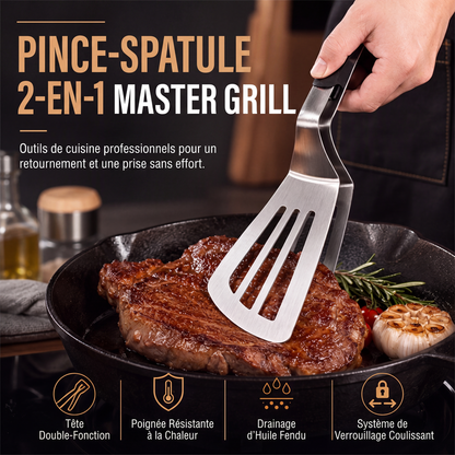 🍳 PROMO FLASH : 50% DE RÉDUCTION ! Pince-Spatule 2 en 1 en Acier Inoxydable – Égouttage d'Huile, Verrouillage Coulissant & Manche Anti-Fatigue for Cuisine Précise ✨