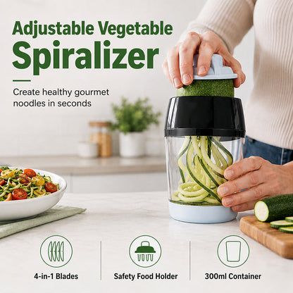 🥒 PROMO FLASH : 50% DE RÉDUCTION ! Spiraliseur de Légumes Portable – 4 Lames 4-en-1 & Récipient Intégré for Cuisine Saine et Créative ✨