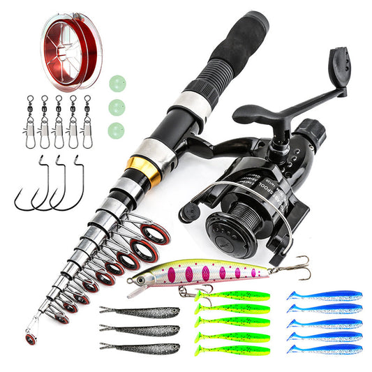 📢 PROMO FLASH : 50% DE RÉDUCTION ! Kit de Pêche de Voyage Complet – Canne Télescopique Fibre de Verre & Moulinet Fluide for Pêche Nomade 🎣✨