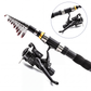 📢 PROMO FLASH : 50% DE RÉDUCTION ! Kit de Pêche de Voyage Complet – Canne Télescopique Fibre de Verre & Moulinet Fluide for Pêche Nomade 🎣✨