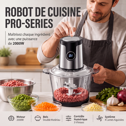 🔪 PROMO FLASH : 50% DE RÉDUCTION ! Robot de Cuisine 2000W – Bol 2/3L & Lames Pro Inox for Hacher Viande et Légumes en Secondes 🥩✨
