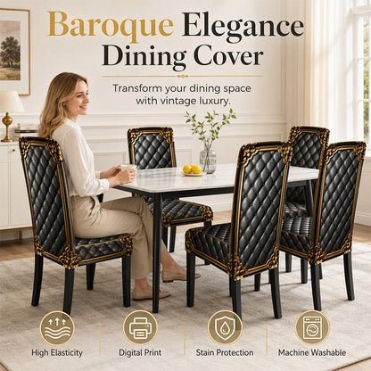 👑 PROMO FLASH : 50% DE RÉDUCTION ! Housse de Chaise Extensible Lavable – Motif Baroque Doré & Tissu Élastique Haute Densité for Salle à Manger Royale ✨