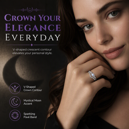 🌙 PROMO FLASH : 50% DE RÉDUCTION ! Bague Gothique Croissant de Lune – Pierre de Lune & Sertissage Pavé for Une Élégance Mystique au Quotidien 💍✨
