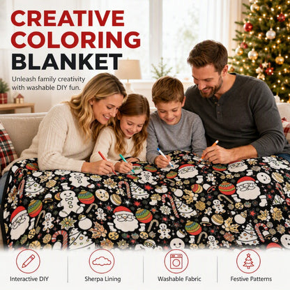🎅 PROMO FLASH : 50% DE RÉDUCTION ! Couverture à Colorier en Famille – Polaire Ultra-Douce & Motifs Festifs for Des Soirées Créatives et Confortables 🎄🎨