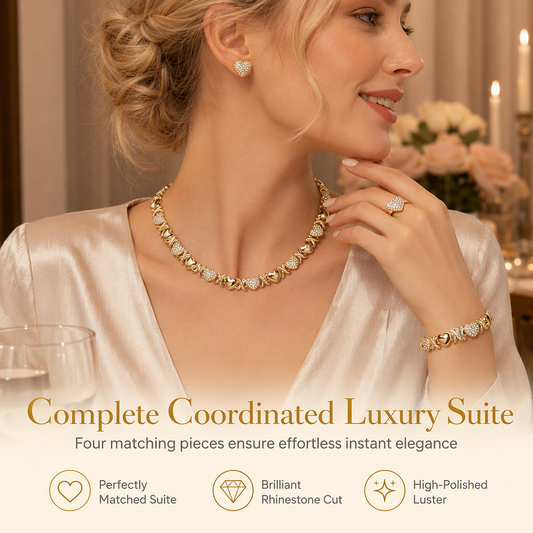 💎 PROMO FLASH : 50% DE RÉDUCTION ! Parure de Bijoux 4 Pièces en Forme de Cœur – Plaqué Or & Strass Cristal for Une Élégance Instantanée en Toute Occasion 👑✨