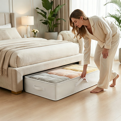 🛏️ PROMO FLASH : 50% DE RÉDUCTION ! Sac de Rangement Sous Lit Pliable – Couvercle Transparent Zippé & Poignées Renforcées for un Gain de Place Discret et Efficace 👀✨
