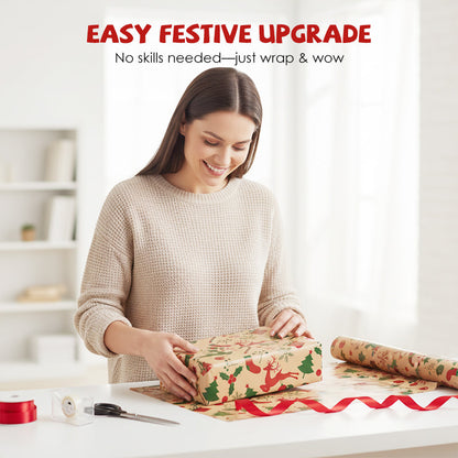 🎄 PROMO FLASH : 50% DE RÉDUCTION ! Papier Cadeau Kraft Vintage de Noël – 70×50 cm, 100 g/m² Indéchirable & 20 Motifs Rétro for des Paquets Féeriques Sous le Sapin ✨🎁