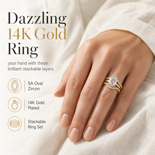 💎 PROMO FLASH : 50% DE RÉDUCTION ! Bague Double Anneau Plaquée Or 14K – Zirconium Ovale 5A & Micro-Pavage Éclatant for une Élégance Raffinée Jour et Nuit ✨💍
